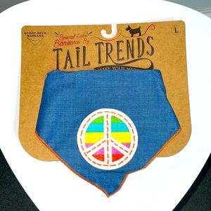 Tail Trends Rainbow Peace Sign Dog Scoop Neck Bandana w/Stripes